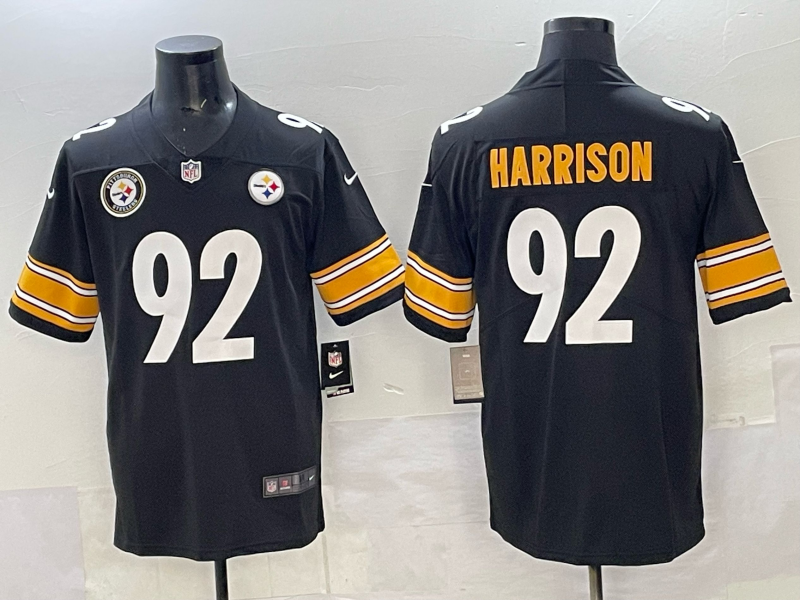 Men Pittsburgh Steelers 92 Harrison black Nike NFL Jersey 003
